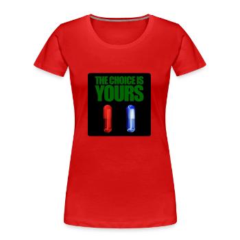 Matrix rote oder blaue Pille - Frauen Premium Bio T-Shirt - Rot - Vorne - Mia (176cm)
