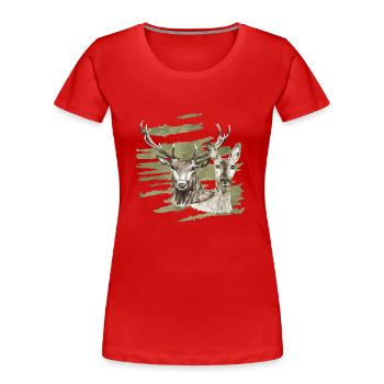 Deer and doe - Women's Premium Organic T-Shirt - red - Front - Mia (176cm)
