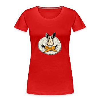 Vegan Power - Frauen Premium Bio T-Shirt - Rot - Vorne - Mia (176cm)