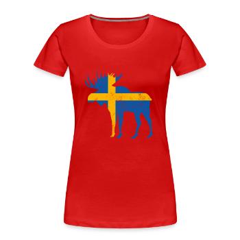 Schweden Elch mit Flagge - Frauen Premium Bio T-Shirt - Rot - Vorne - Mia (176cm)