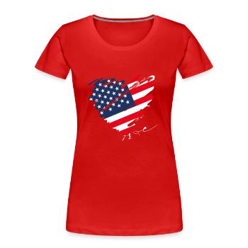USA Amerika Flagge Grunge Herz Sterne und Streifen - Frauen Premium Bio T-Shirt - Rot - Vorne - Mia (176cm)
