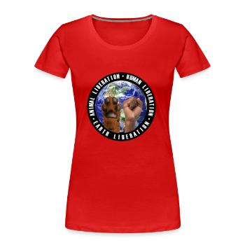 Animal-, Human-, Earth Liberation black - Women's Premium Organic T-Shirt - red - Front - Mia (176cm)