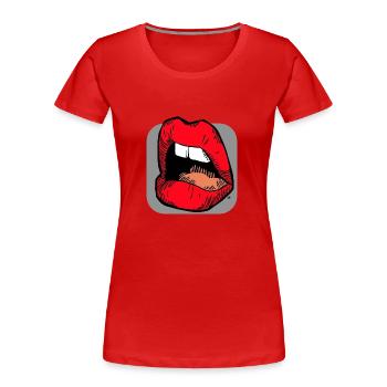 Sexy femininer offener Mund, küssende Frauenlippen. - Frauen Premium Bio T-Shirt - Rot - Vorne - Mia (176cm)