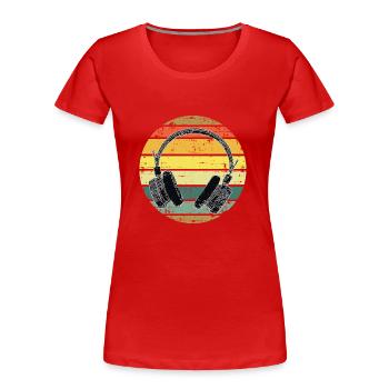 Vintage Headphones Music Lover - Frauen Premium Bio T-Shirt - Rot - Vorne - Mia (176cm)