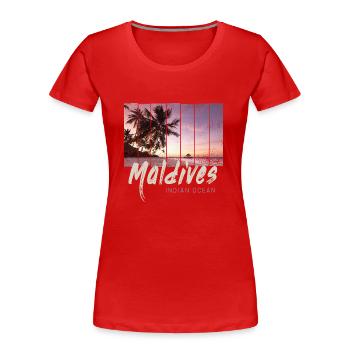 Maldives Indian Ocean Vintage Sunset - Women's Premium Organic T-Shirt - red - Front - Mia (176cm)