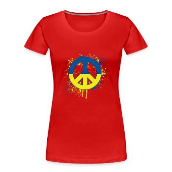 Peace Ukraine - Frauen Premium Bio T-Shirt - Rot - Vorne - Mia (176cm)