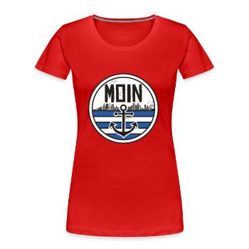 Moin Ihr Spacken Hamburg Norddeutschland Geschenk - Frauen Premium Bio T-Shirt - Rot - Vorne - Mia (176cm)