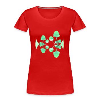 Champignon Peinture Fluo Verte Miroir - T-shirt bio Premium Femme - rouge - Devant - Mia (176cm)