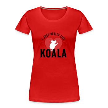 J’aime vraiment KOALA - T-shirt bio Premium Femme - rouge - Devant - Mia (176cm)