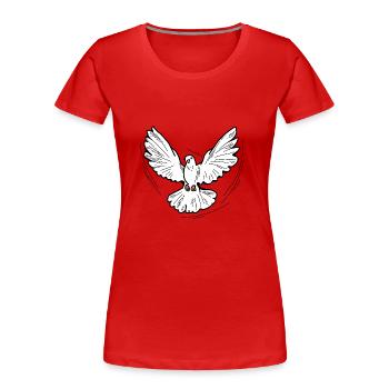 Colombe blanche de la paix. Pigeon oiseau. Amour et liberté - T-shirt bio Premium Femme - rouge - Devant - Mia (176cm)