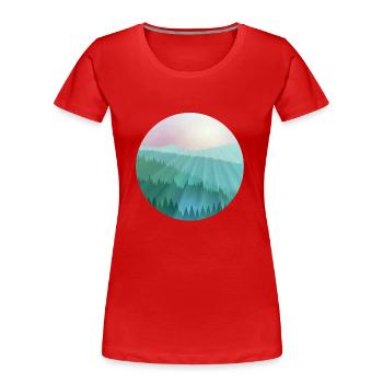 Nebelige Berglandschaft - Frauen Premium Bio T-Shirt - Rot - Vorne - Mia (176cm)