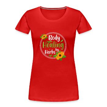Docteur naturopathe Herbal Science - T-shirt bio Premium Femme - rouge - Devant - Mia (176cm)