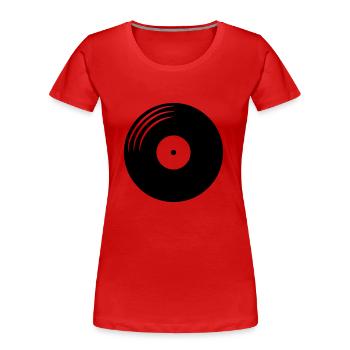 Disque vinyle rond - T-shirt bio Premium Femme - rouge - Devant - Mia (176cm)