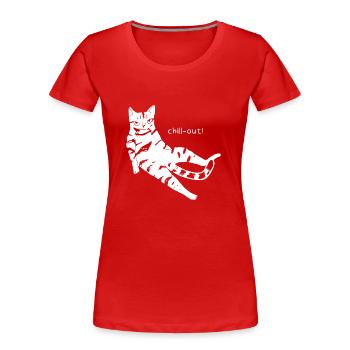 Lustige Katze chill out. - Frauen Premium Bio T-Shirt - Rot - Vorne - Mia (176cm)