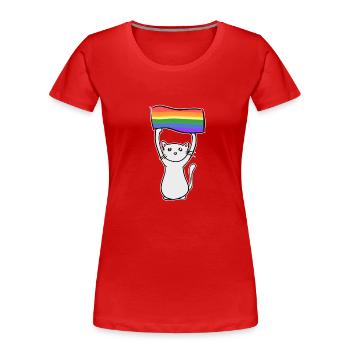 graue katze mit lgbt flagge liebe - Frauen Premium Bio T-Shirt - Rot - Vorne - Mia (176cm)