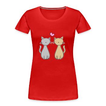 katze liebespaar liebe pärchen - Frauen Premium Bio T-Shirt - Rot - Vorne - Mia (176cm)