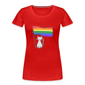 graue katze lgbt flagge symbol liebe - Frauen Premium Bio T-Shirt - Rot - Vorne - Mia (176cm)