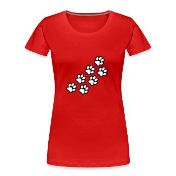 Pattes de chien et de chat - T-shirt bio Premium Femme - rouge - Devant - Mia (176cm)