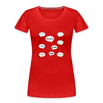 No Yes Maybe Of Course Statement Antworten bunt - Frauen Premium Bio T-Shirt - Rot - Vorne - Mia (176cm)