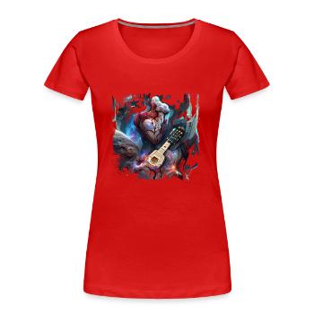 My Bleeding Heart Plays Guitar - Women's Premium Organic T-Shirt - red - Front - Mia (176cm)