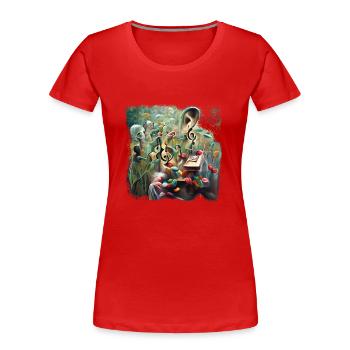 Are unheard melodies sweet? - Women's Premium Organic T-Shirt - red - Front - Mia (176cm)