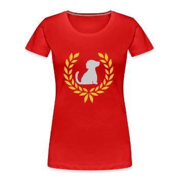 Braver Hund Lorbeerkranz Silhouette - Frauen Premium Bio T-Shirt - Rot - Vorne - Mia (176cm)
