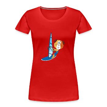SURFER - WINDSURFER - MEERSCHWEINCHEN - TIER - Frauen Premium Bio T-Shirt - Rot - Vorne - Mia (176cm)