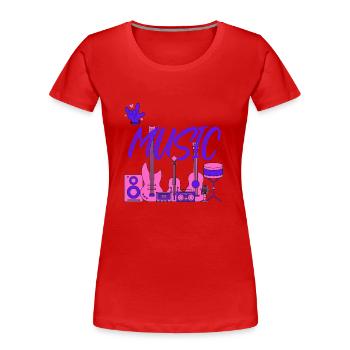I love Music Blue - T-shirt bio Premium Femme - rouge - Devant - Mia (176cm)