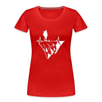 wandern mountain-adventure bergwandern via ferrata - Frauen Premium Bio T-Shirt - Rot - Vorne - Mia (176cm)