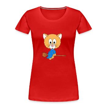 HEXE - HEXENBESEN - KATZE - TIER - KIND - BABY - Frauen Premium Bio T-Shirt - Rot - Vorne - Mia (176cm)