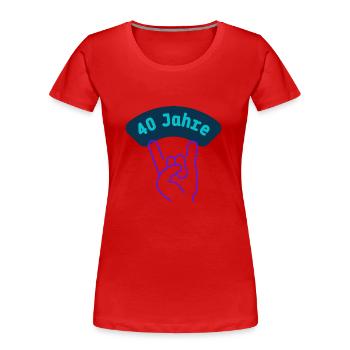40 Jahre mit Rockmusik - Frauen Premium Bio T-Shirt - Rot - Vorne - Mia (176cm)