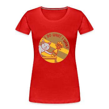 Chat coquin renverser le vase à fleurs - T-shirt bio Premium Femme - rouge - Devant - Mia (176cm)