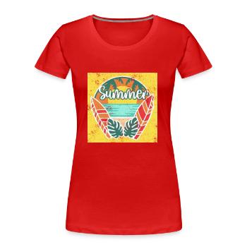SURFER SURFEN SEE STRAND URLAUB SURFING SURF MOTIV - Frauen Premium Bio T-Shirt - Rot - Vorne - Mia (176cm)