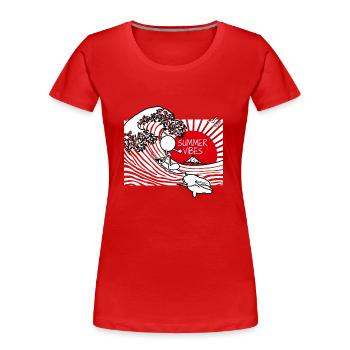 Ambiances d’été Doddle - T-shirt bio Premium Femme - rouge - Devant - Mia (176cm)
