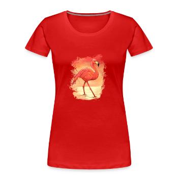 Flamant rose au coucher du soleil - T-shirt bio Premium Femme - rouge - Devant - Mia (176cm)