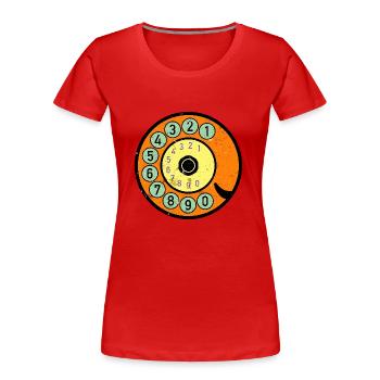 Colorful Dial Vintage Retro Phone Nostalgia - Women's Premium Organic T-Shirt - red - Front - Mia (176cm)