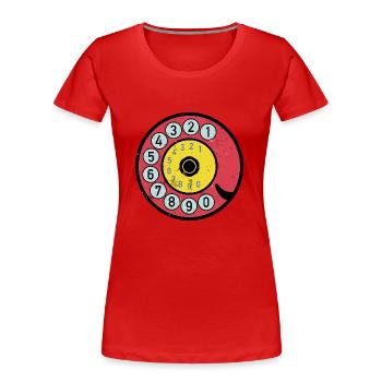 Colorful Dial Vintage Retro Phone Nostalgia - Women's Premium Organic T-Shirt - red - Front - Mia (176cm)