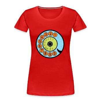 Colorful Dial Vintage Retro Phone Nostalgia - Women's Premium Organic T-Shirt - red - Front - Mia (176cm)