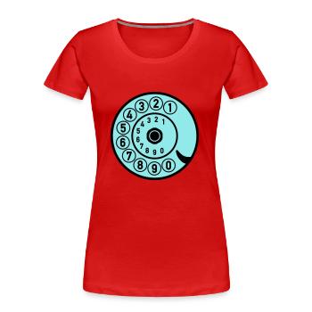 Dial Vintage Phone Call Retro Technology - Women's Premium Organic T-Shirt - red - Front - Mia (176cm)