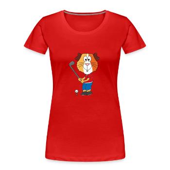 MEERSCHWEINCHEN - GOLFER - GOLF - GOLFSPIELER - Frauen Premium Bio T-Shirt - Rot - Vorne - Mia (176cm)