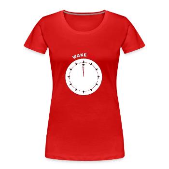 Wach auf - Frauen Premium Bio T-Shirt - Rot - Vorne - Mia (176cm)