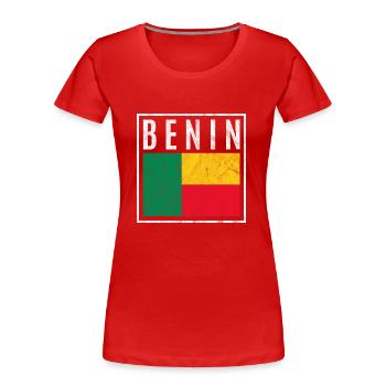 Bénin - T-shirt bio Premium Femme - rouge - Devant - Mia (176cm)