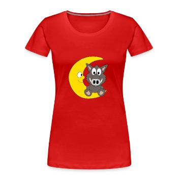 WILDSCHWEIN - MOND - TIER - KINDER - BABY - Frauen Premium Bio T-Shirt - Rot - Vorne - Mia (176cm)