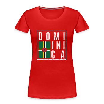 Dominique - T-shirt bio Premium Femme - rouge - Devant - Mia (176cm)