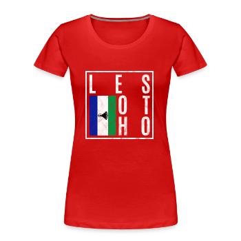 Lesotho - Frauen Premium Bio T-Shirt - Rot - Vorne - Mia (176cm)