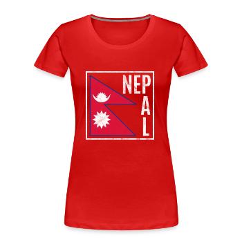 Nepal - Frauen Premium Bio T-Shirt - Rot - Vorne - Mia (176cm)