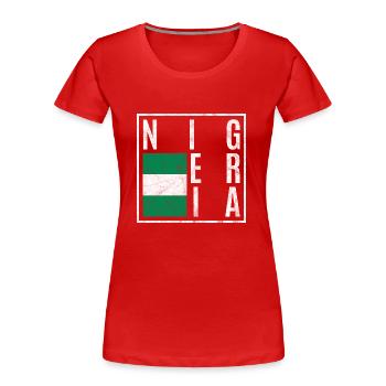 Nigeria - Frauen Premium Bio T-Shirt - Rot - Vorne - Mia (176cm)