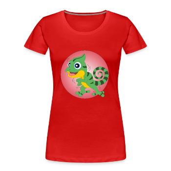 Dancing Lizard - Women's Premium Organic T-Shirt - red - Front - Mia (176cm)