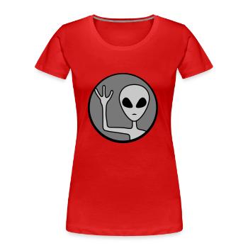 Autour des vagues extraterrestres amicales - T-shirt bio Premium Femme - rouge - Devant - Mia (176cm)