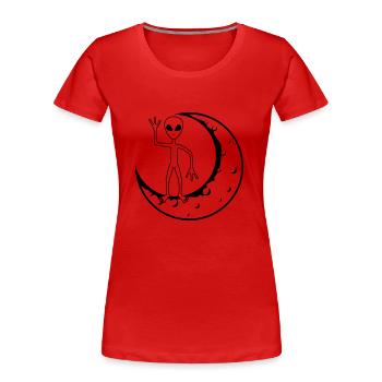 Standing Moon Alien fait signe - T-shirt bio Premium Femme - rouge - Devant - Mia (176cm)